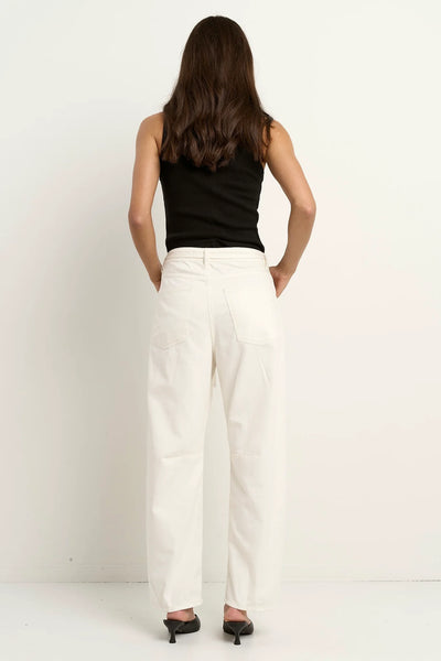 Stories to Be Told - Campus Tie Waist Barrel Jeans - Ecru - 150126