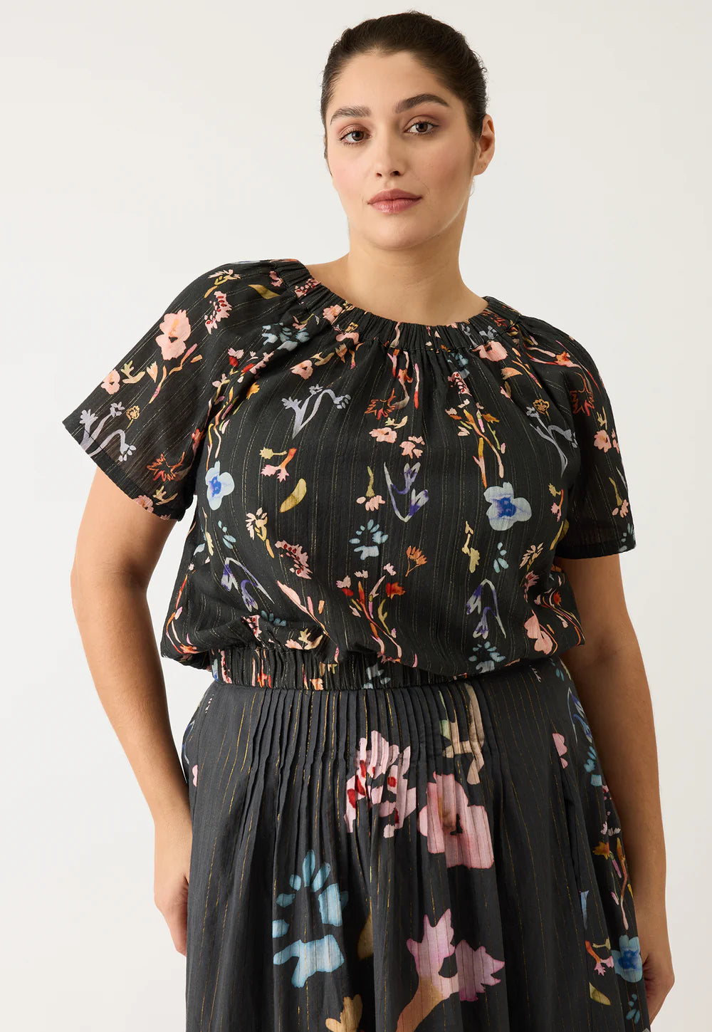 Nancybird - Daphne Top - Watercolour Charcoal - S26-A38CH