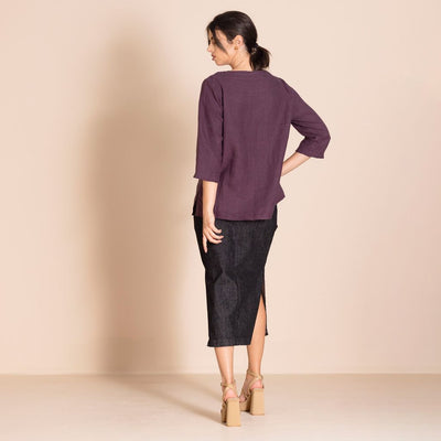 Megan Salmon - Denim Column Skirt - Black - M7609