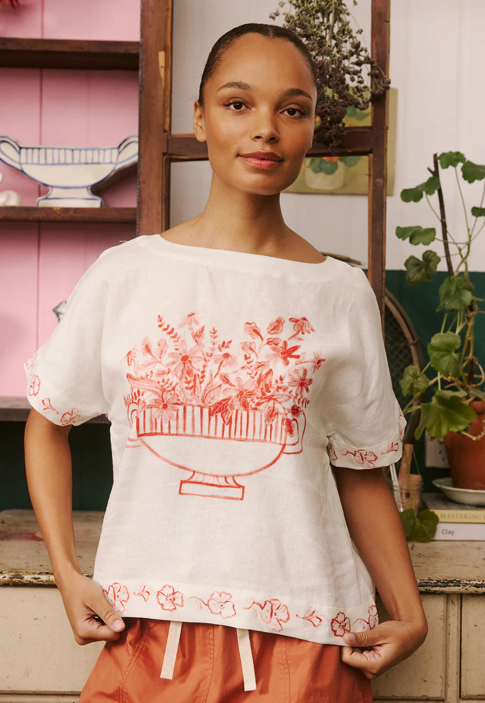 Nancybird - Dolman Top - Red Vase - S26-A24RV