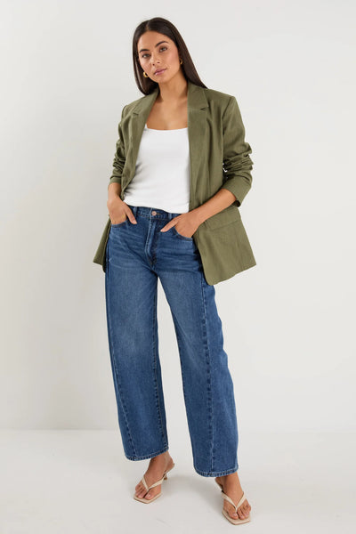 Ivy + Jack - Dock Soft Ramie Rolled Sleeve Blazer - Khaki - 139129