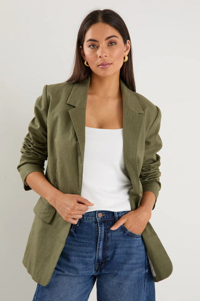 Ivy + Jack - Dock Soft Ramie Rolled Sleeve Blazer - Khaki - 139129