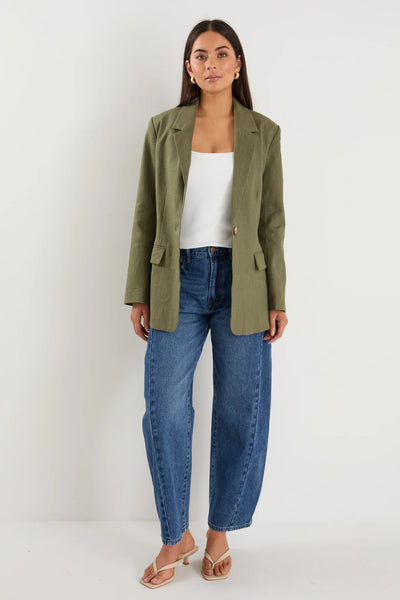 Ivy + Jack - Dock Soft Ramie Rolled Sleeve Blazer - Khaki - 139129