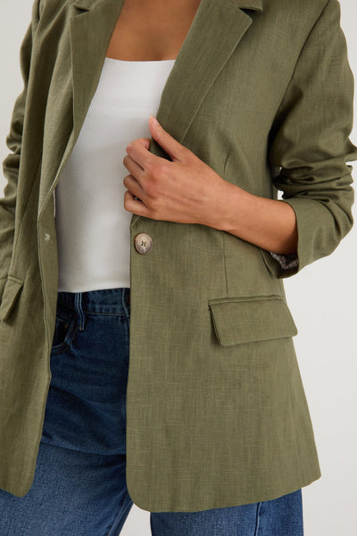 Ivy + Jack - Dock Soft Ramie Rolled Sleeve Blazer - Khaki - 139129