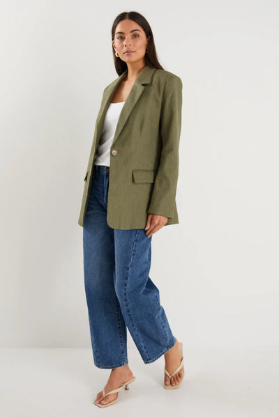 Ivy + Jack - Dock Soft Ramie Rolled Sleeve Blazer - Khaki - 139129