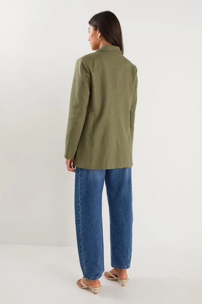 Ivy + Jack - Dock Soft Ramie Rolled Sleeve Blazer - Khaki - 139129