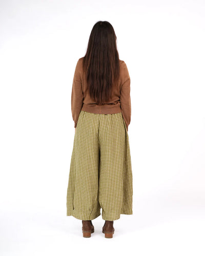 Montaigne - Eadie French Linen Pant - Pistachio Gingham - MO-098