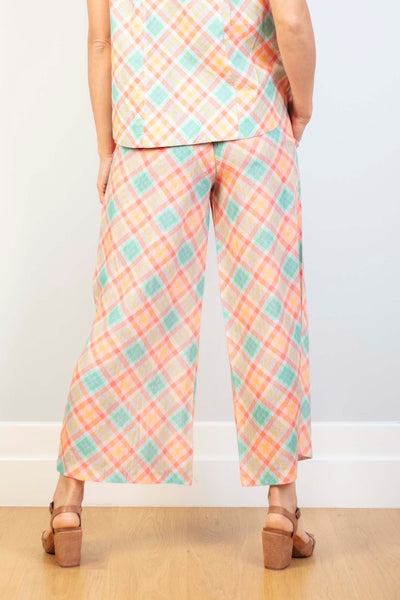 JJ Sisters - Cotton Linen Pants - Pink Multicolour