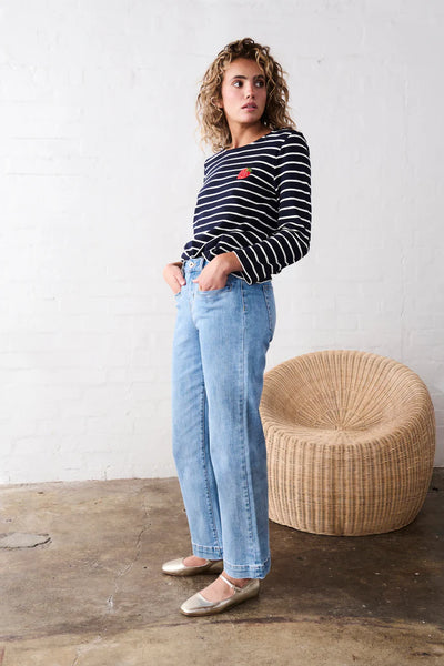 Kireina - Erin Top Strawberry - Navy with White Stripe - KSP250016