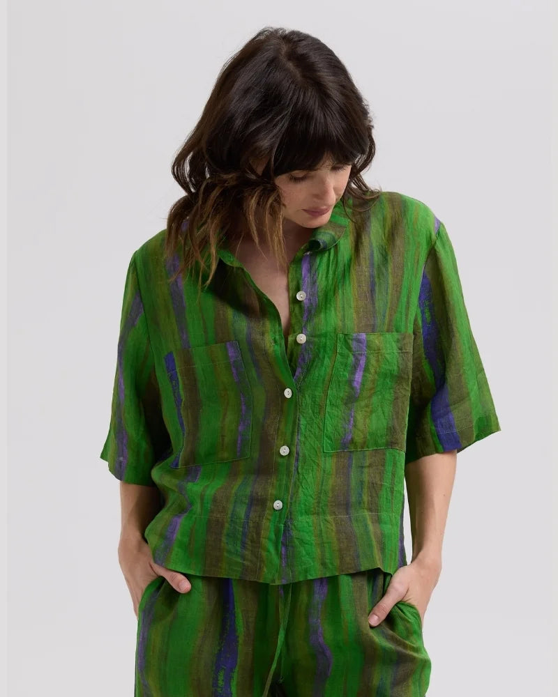 LD&Co - Painted Linen Shirt -  Chartreuse - (LC7786)