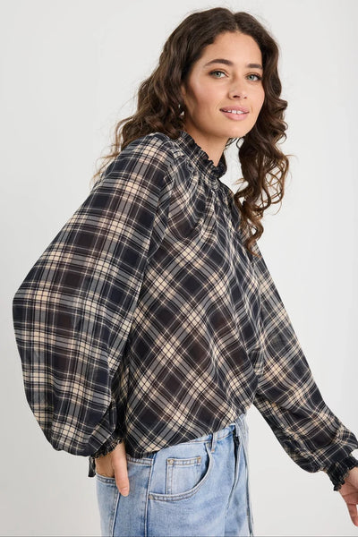 Among The Brave - Embrace Chiffon Top - Black Check