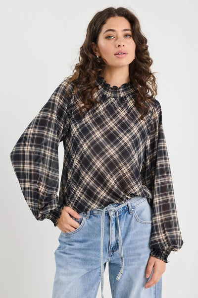 Among The Brave - Embrace Chiffon Top - Black Check