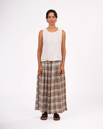 Montaigne - French Linen Culottes - Pistachio Check - MO-054