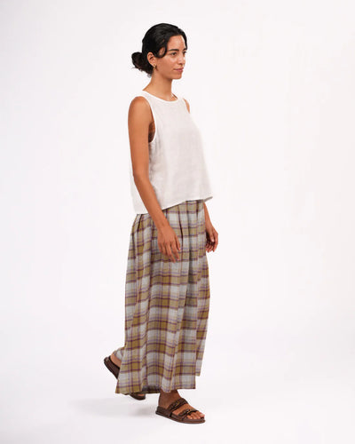 Montaigne - French Linen Culottes - Pistachio Check - MO-054