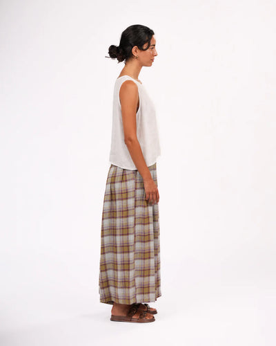 Montaigne - French Linen Culottes - Pistachio Check - MO-054