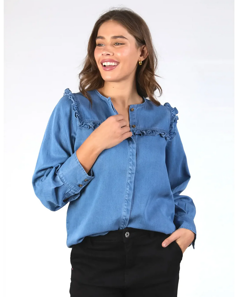 Elm - Frankie Blouse - Mid Blue Wash - 81D1458BLU