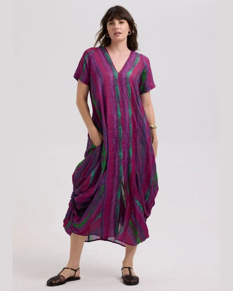 LD&Co - Painted Linen Dress - Magenta - LC7787