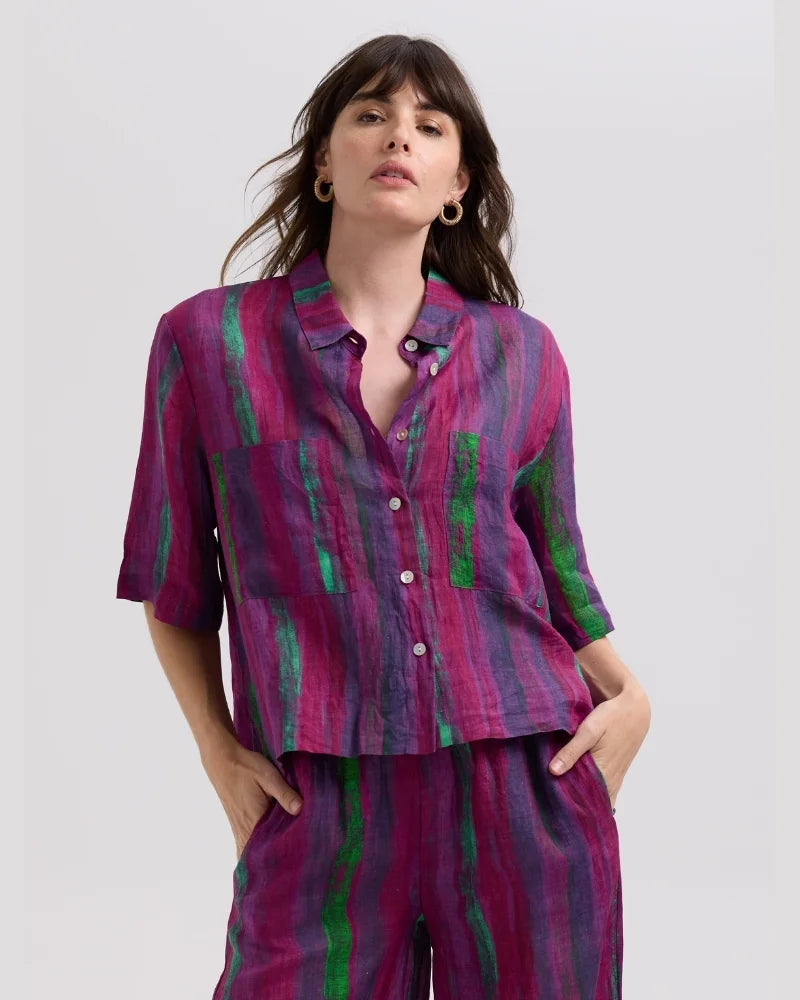 LD&Co - Painted Linen Shirt - Magenta - LC7786