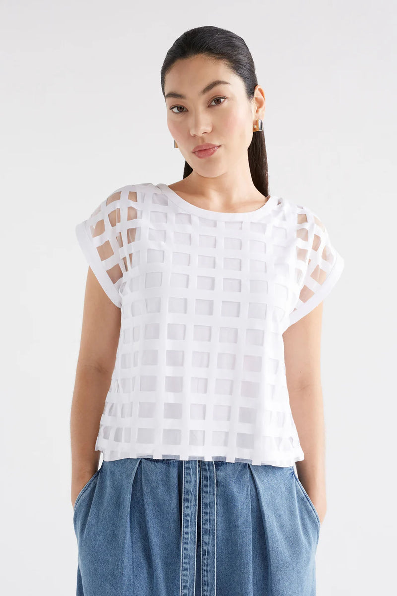 Elk - Grid Burnout Top - White - A1565WS25
