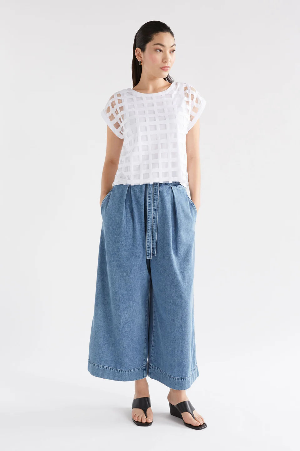 Elk - Grid Burnout Top - White - A1565WS25