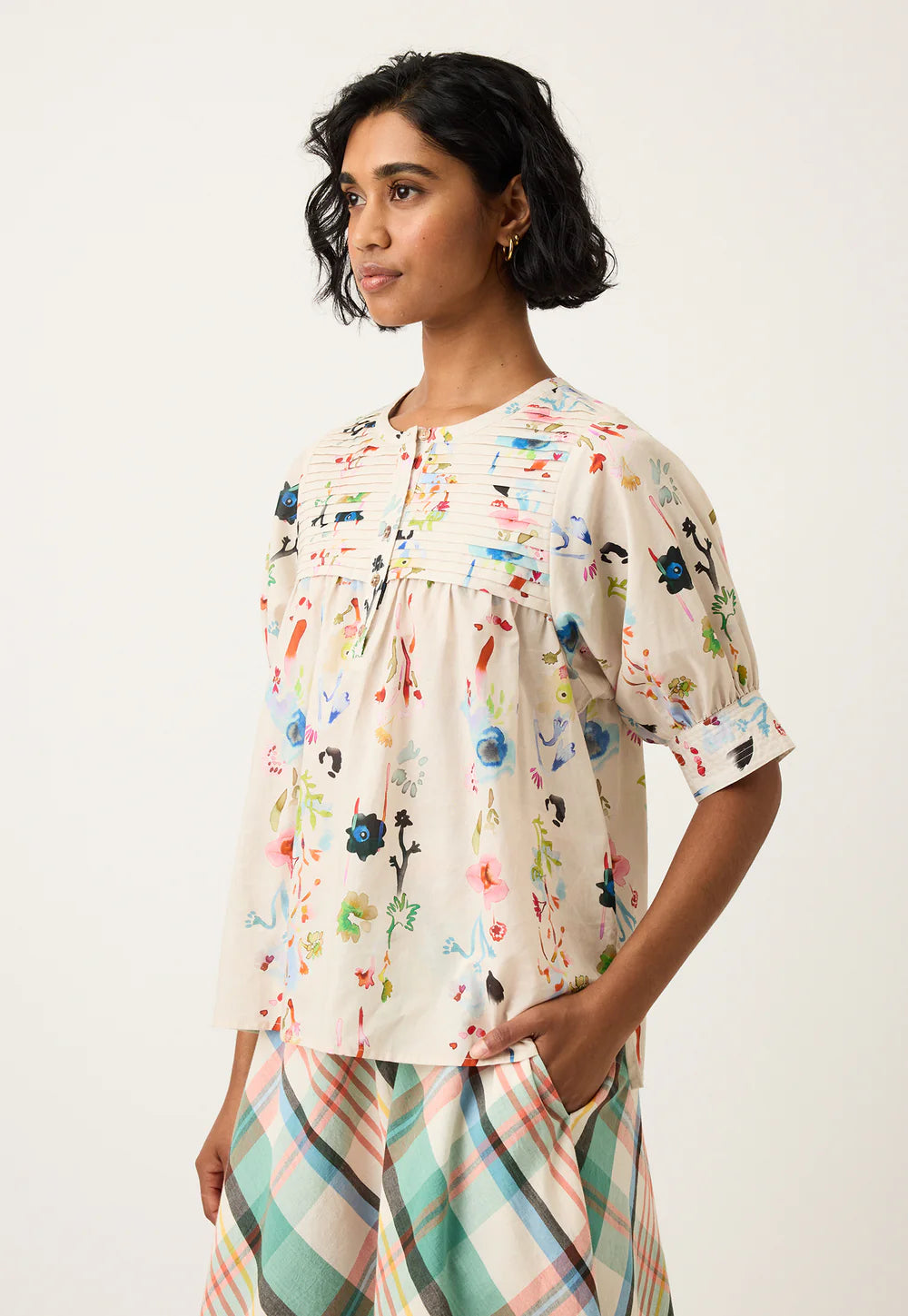 Nancybird - Gwen Blouse - Watercolour Cream - S26-A46CR