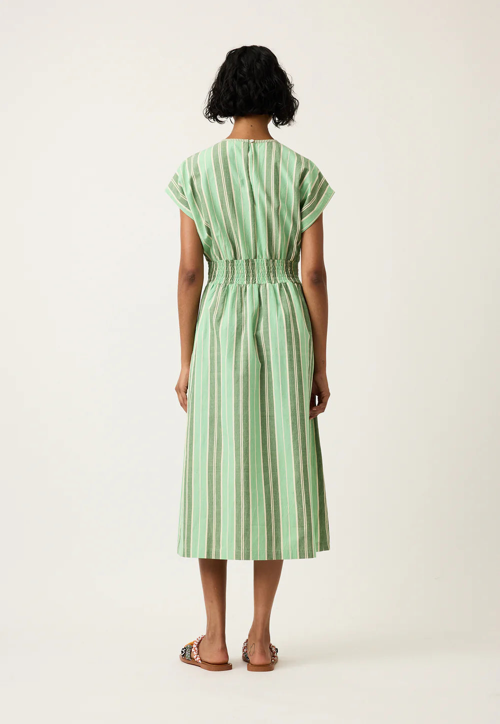 Nancybird - Hana Wrap Dress - Green Stripe - S26-A53GS