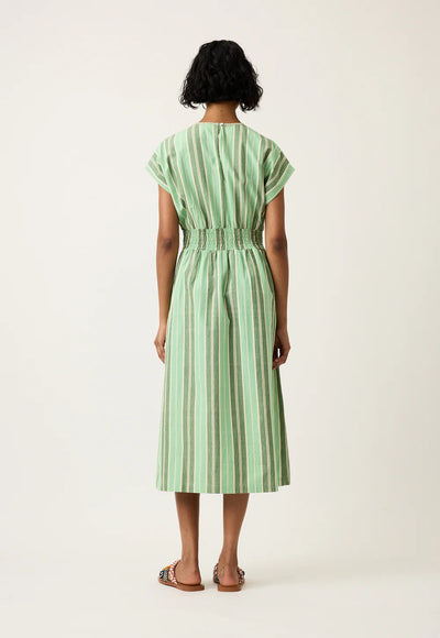 Nancybird - Hana Wrap Dress - Green Stripe - S26-A53GS
