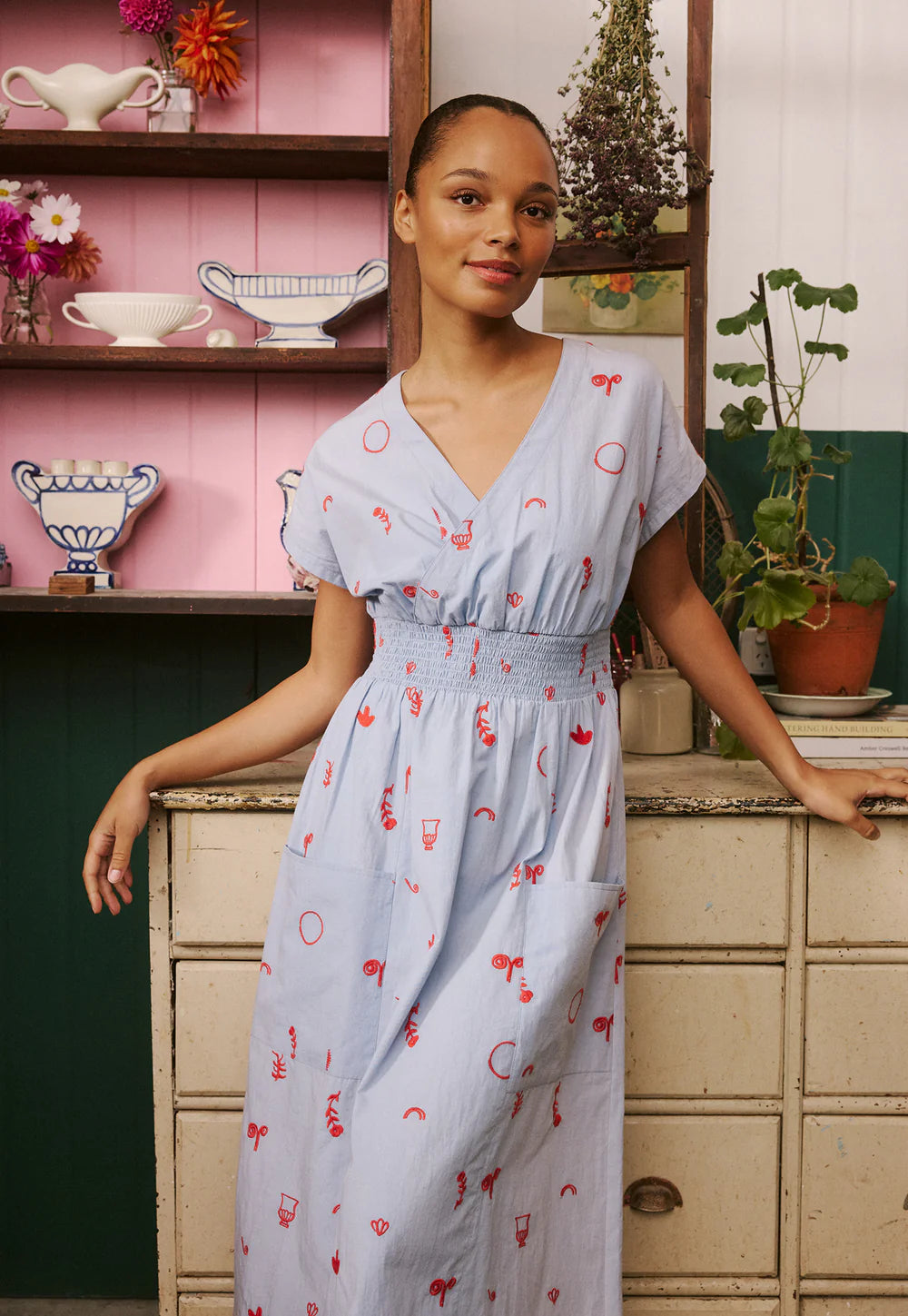 Nancybird - Hana Wrap Dress - Motif Embroidery - S26-A23ME