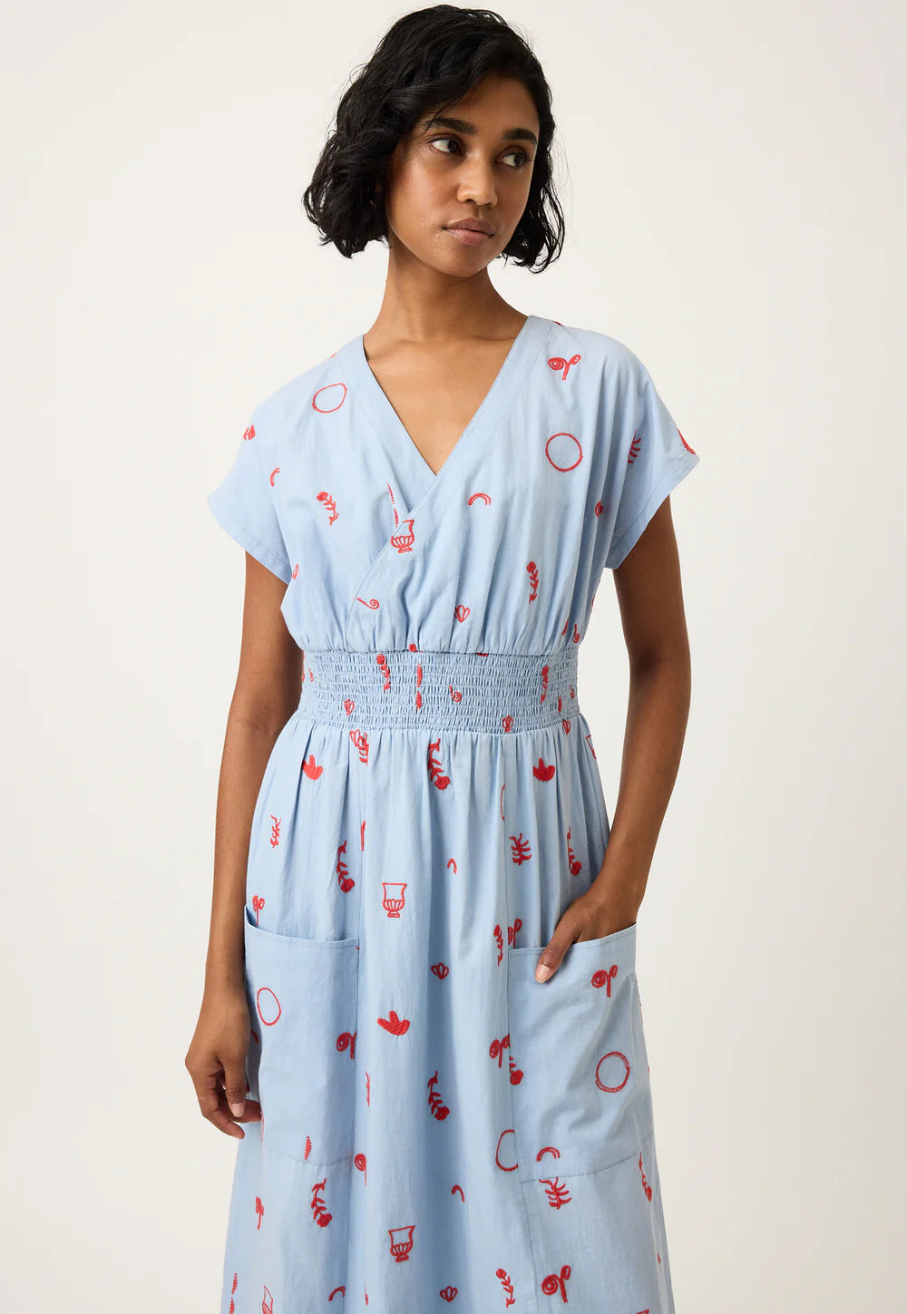 Nancybird - Hana Wrap Dress - Motif Embroidery - S26-A23ME
