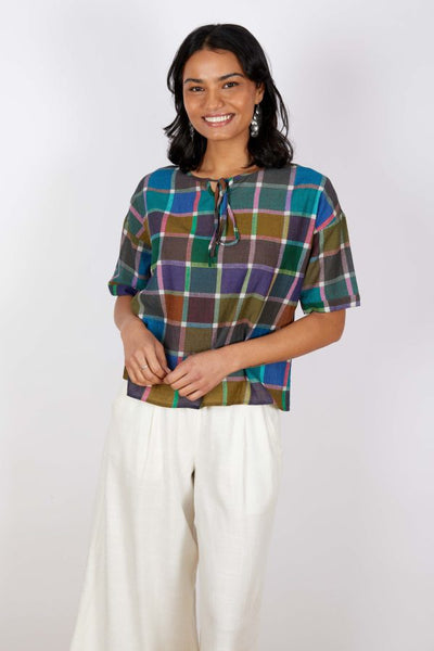 JJ Sisters - Harper Top - Colourful Check