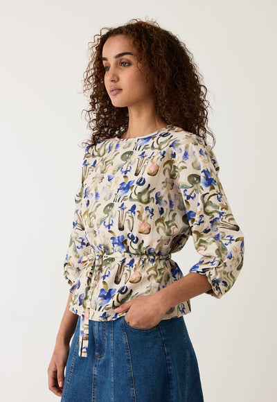 Nancybird - Zephyr Blouse - Blue Watercolour - W26A44BW