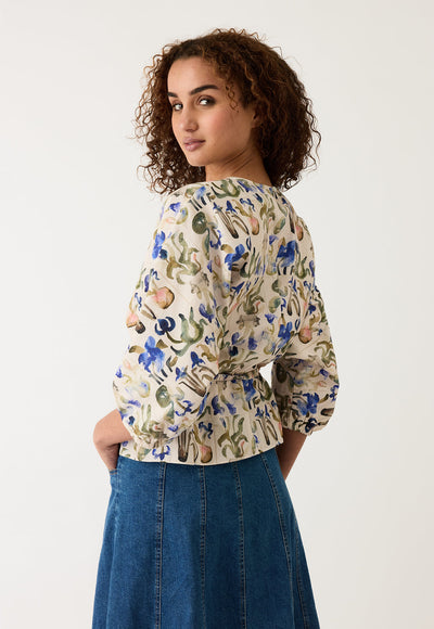 Nancybird - Zephyr Blouse - Blue Watercolour - W26A44BW