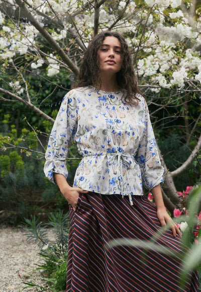 Nancybird - Zephyr Blouse - Blue Watercolour - W26A44BW