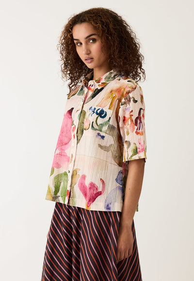 Nancybird - Summer Shirt - Watercolour Collage - W26A35WC