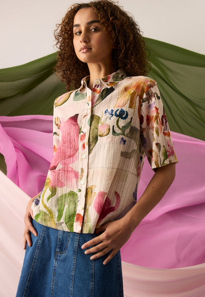 Nancybird - Summer Shirt - Watercolour Collage - W26A35WC