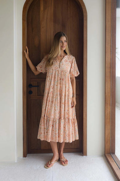 Humidity - Yasmin Midi Dress - Melon Print