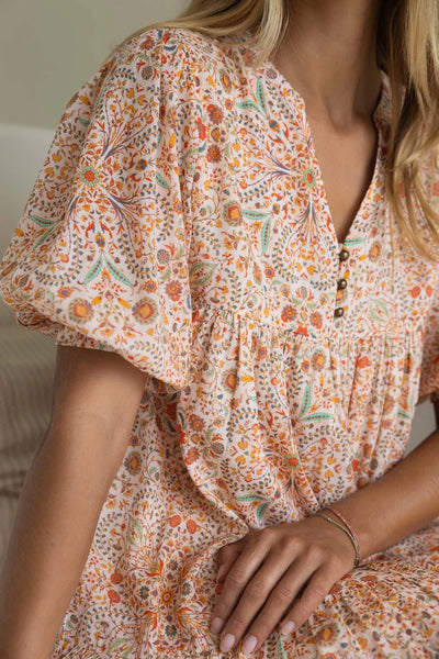 Humidity - Yasmin Midi Dress - Melon Print