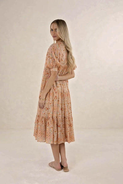 Humidity - Yasmin Midi Dress - Melon Print