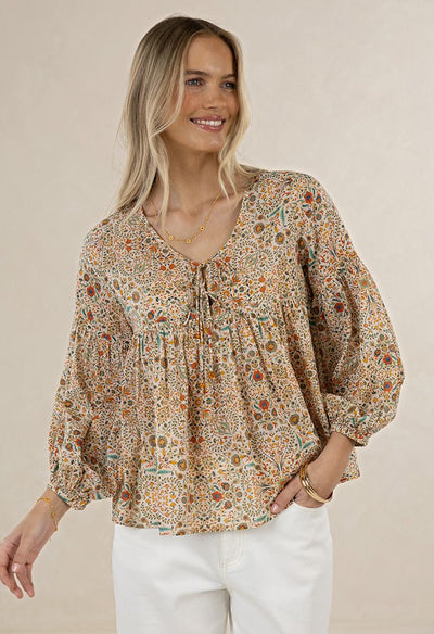 Humidity - Lara Blouse - Almond Print
