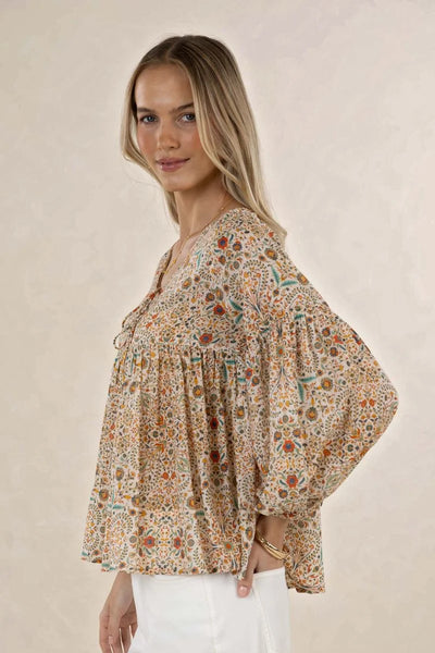 Humidity - Lara Blouse - Almond Print