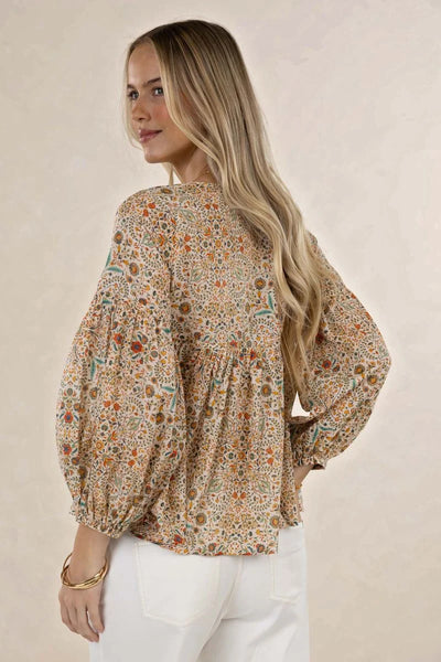Humidity - Lara Blouse - Almond Print