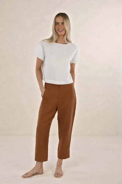 Humidity - Huxe Linen Pant - Tobacco