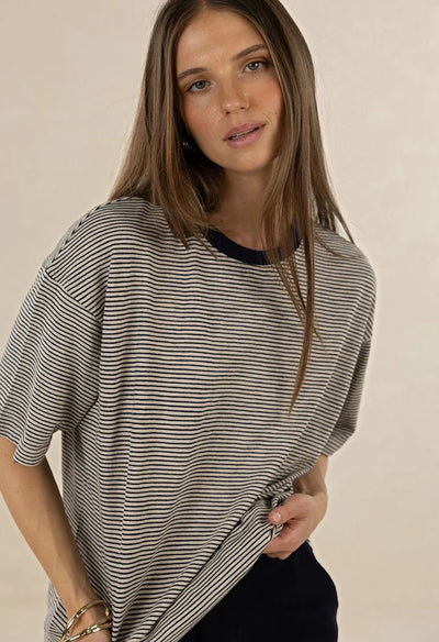 Humidity - Bestie Stripe Tee - Midnight