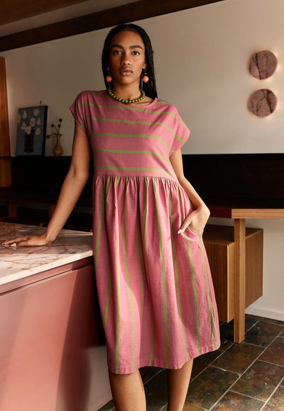 Nancybird - Woven Tathra Dress - Bottle Brush Stripe
