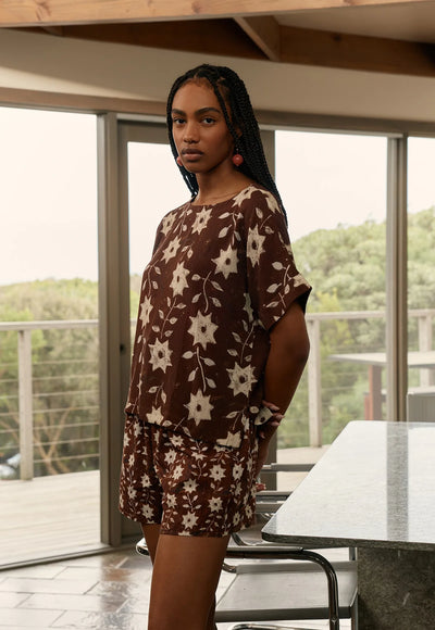 Nancybird - Dolman Top - Ochre Flower