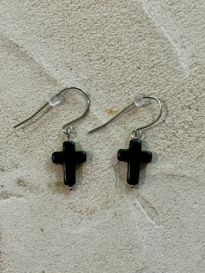 The Sister Label - Cross Earrings - Black