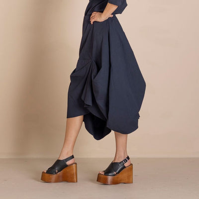 Megan Salmon - Tabinet Origami Skirt - Navy