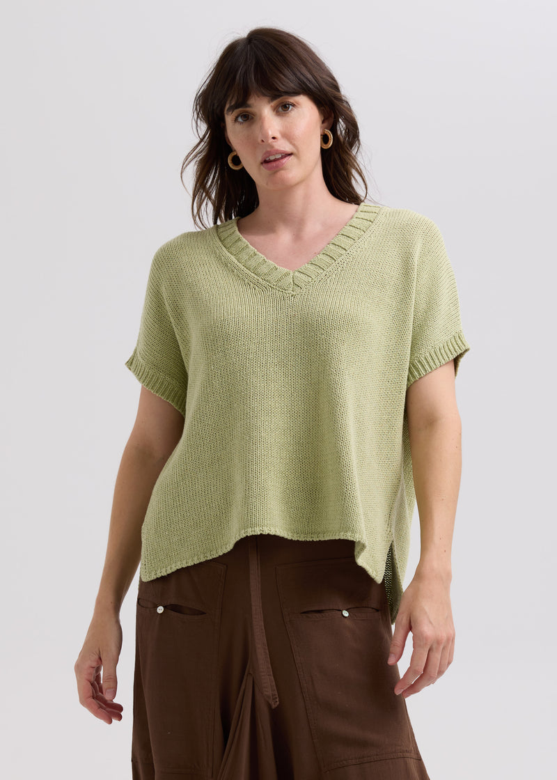 LD & Co - Textured V Top - Lemongrass (LC7761)