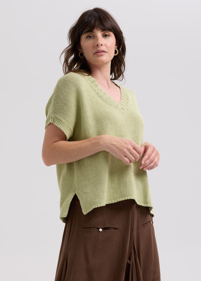 LD & Co - Textured V Top - Lemongrass (LC7761)