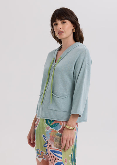 LD & Co - Linen Hoodie - Light Cyan (LC7765)